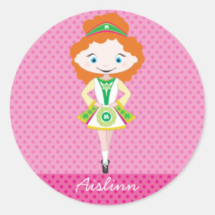 KIDLETS irish dancer dancing red hair Classic Round Sticker