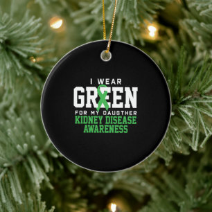 Kidney Awareness Green Ribbon Daughter Fit T Shirt Ceramic Tree Decoration