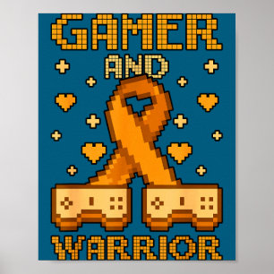 Kidney Cancer Awareness Gamer And Warrior Poster