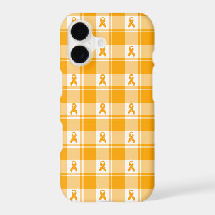 Kidney Cancer Awareness Plaid, Phone Case, Orange