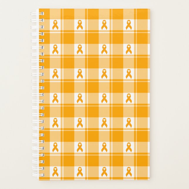 Kidney Cancer Awareness Plaid Planner, Orange Planner (Front)