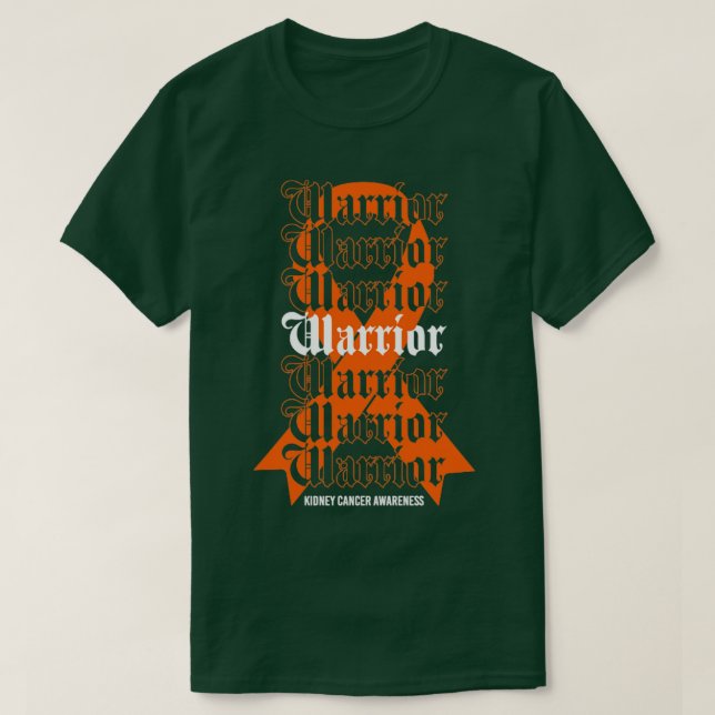 Kidney Cancer Awareness Warrior Orange Ribbon Gift T-Shirt (Design Front)