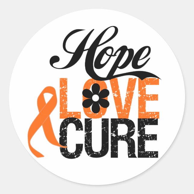Kidney Cancer HOPE LOVE CURE Gifts Classic Round Sticker (Front)