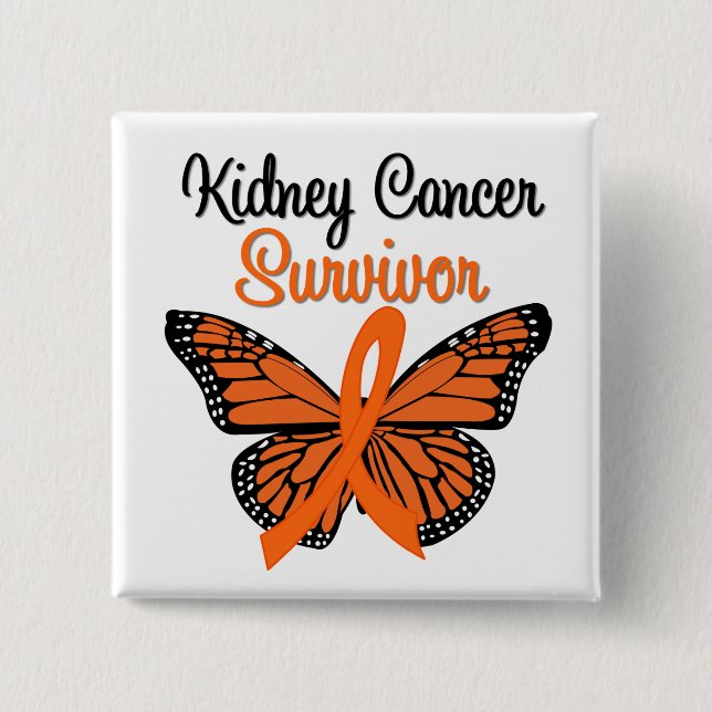 Kidney Cancer SURVIVOR Butterfly 15 Cm Square Badge (Front)