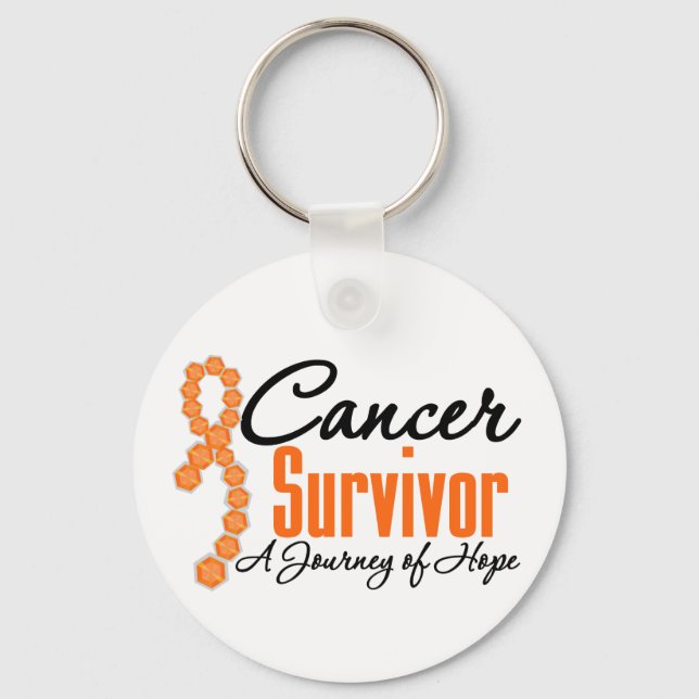 Kidney Cancer Survivor Journey Orange Ribbon Key Ring (Front)