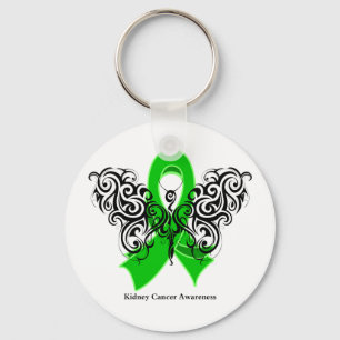 Kidney Cancer Tribal Butterfly Ribbon Key Ring