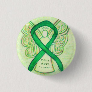 Kidney Disease Awareness Angel Ribbon Art Pin