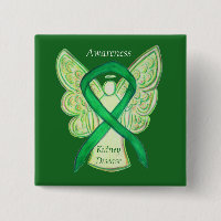 Kidney Disease Awareness Angel Ribbon Art Pin