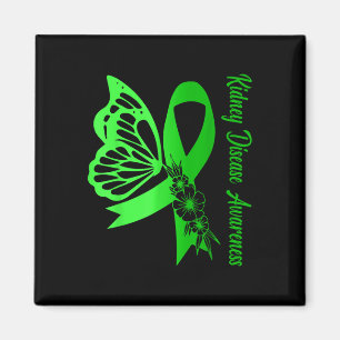 Kidney Disease Awareness Green Ribbon Butterfly Su Magnet