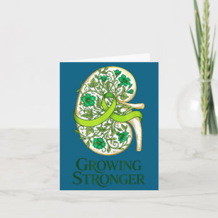 Kidney disease awareness green ribbon floral renal card