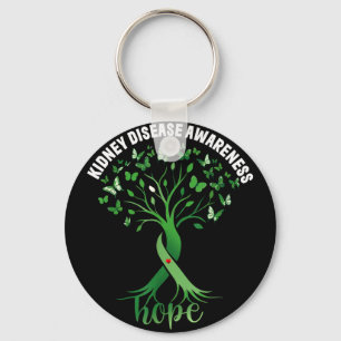 Kidney disease awareness green ribbon tree hopeKid Key Ring