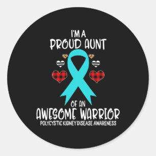 Kidney Disease Awareness I'm Proud Aunt Of Aweso  Classic Round Sticker
