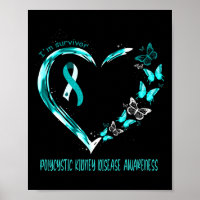 Kidney Disease Awareness I'm Survivor Heart Ribbo 