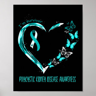 Kidney Disease Awareness I'm Survivor Heart Ribbo  Poster