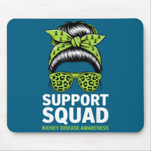 Kidney disease awareness messy bun support squad mouse pad