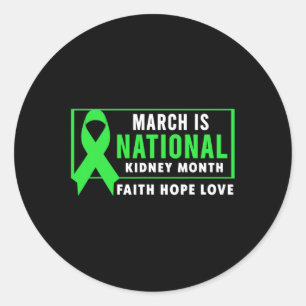 Kidney Disease Awareness Month Classic Round Sticker