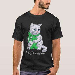 Kidney Disease Awareness Month Green Ribbon Cat T-Shirt