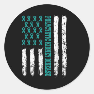 Kidney Disease Awareness Pkd Related Teal Ribbon Classic Round Sticker