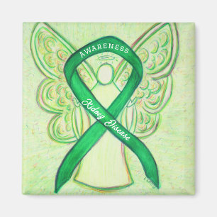 Kidney Disease Awareness Ribbon Angel Art Magnet