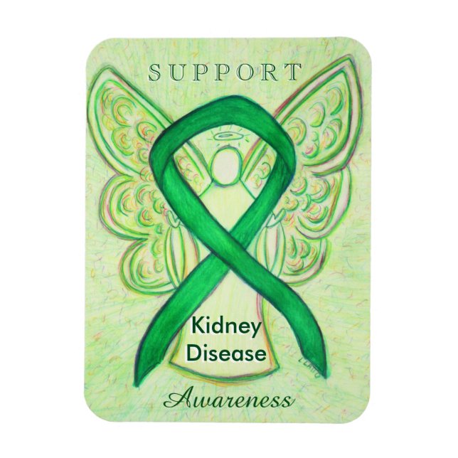 Kidney Disease Awareness Ribbon Angel Magnet Gifts (Vertical)