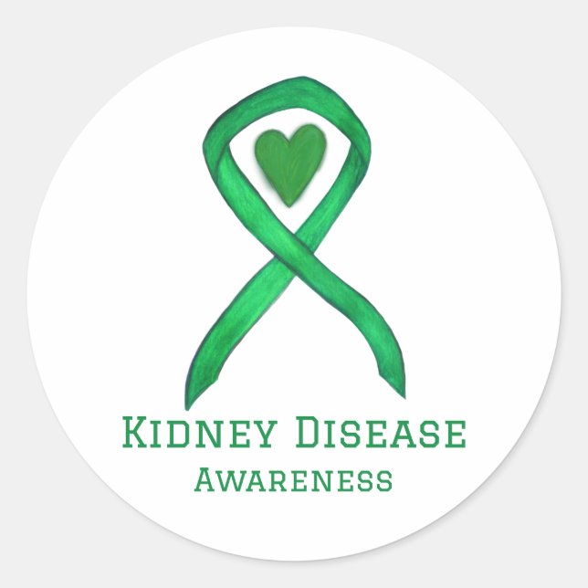 Kidney Disease Awareness Ribbon Art Sticker Decals (Front)