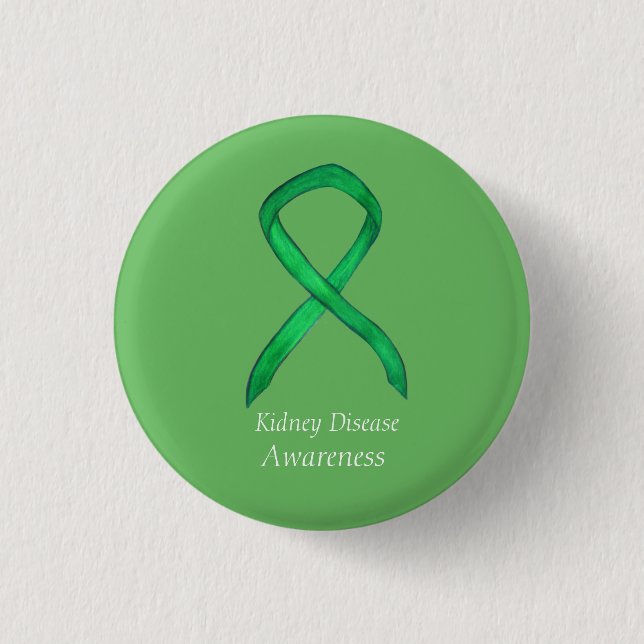 Kidney Disease Awareness Ribbon Custom Art Pin (Front)