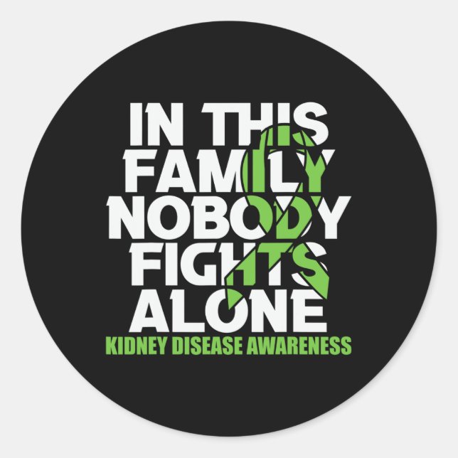 Kidney Disease Awareness Ribbon Family Nobody Figh Classic Round Sticker (Front)