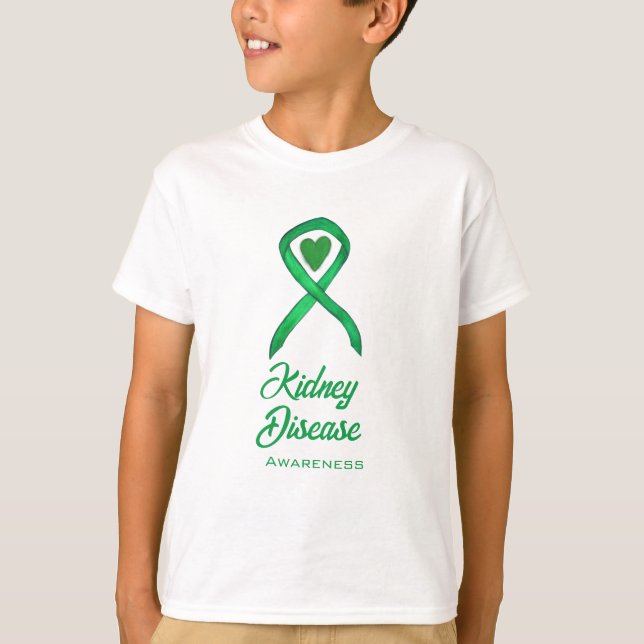 Kidney Disease Awareness Ribbon Heart Art Shirts (Front)