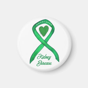 Kidney Disease Awareness Ribbon Heart Magnets