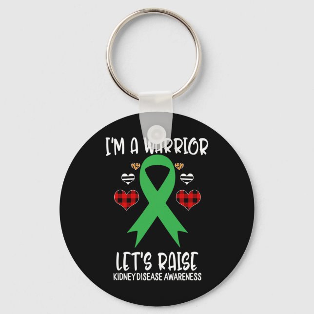Kidney Disease Awareness Ribbon I'm Warrior Let's  Key Ring (Front)