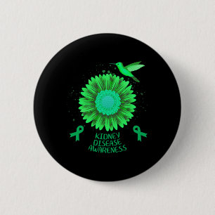 Kidney Disease Awareness Sunflower Hummingbird Gif 6 Cm Round Badge