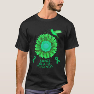 Kidney Disease Awareness Sunflower Hummingbird Gif T-Shirt