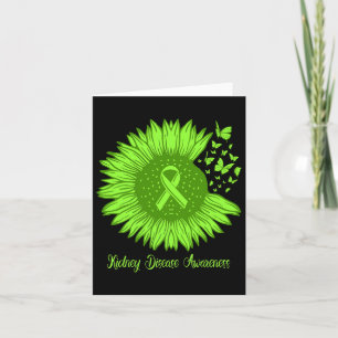 Kidney Disease Awareness Sunflower Mum Green Ribbo Card
