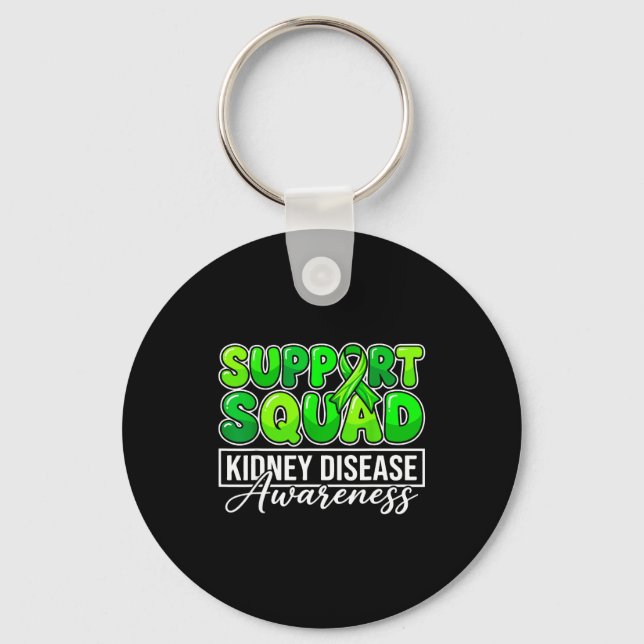 Kidney disease awareness support squad green key ring (Front)