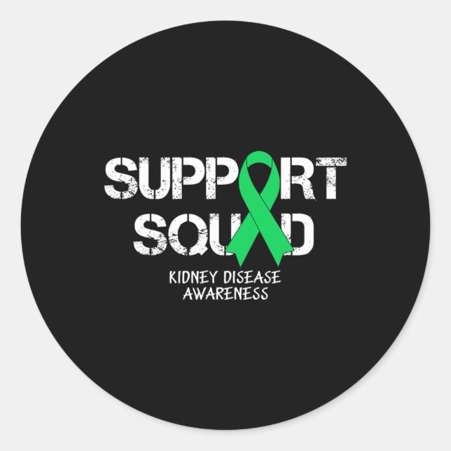 Kidney Disease Awareness Support Squad Men Women  Classic Round Sticker (Front)