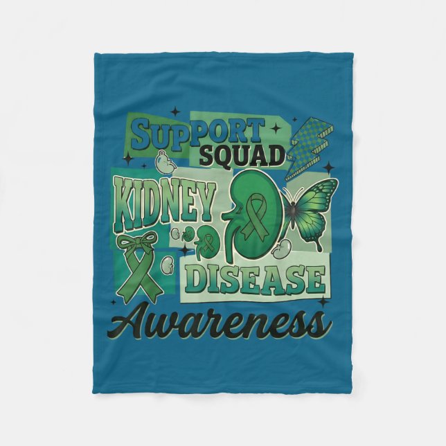 Kidney disease awareness support squad team fleece blanket (Front)