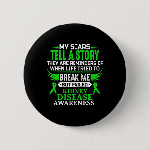 Kidney Disease Awareness Survivor Green Ribbon Men 6 Cm Round Badge