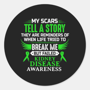 Kidney Disease Awareness Survivor Green Ribbon Men Classic Round Sticker