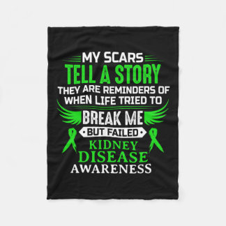 Kidney Disease Awareness Survivor Green Ribbon Men Fleece Blanket