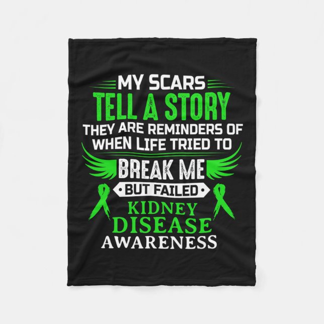 Kidney Disease Awareness Survivor Green Ribbon Men Fleece Blanket (Front)