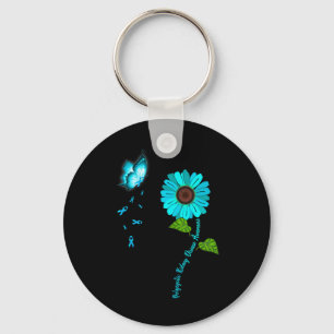 Kidney Disease Awareness Teal Butterfly Sunflower Key Ring