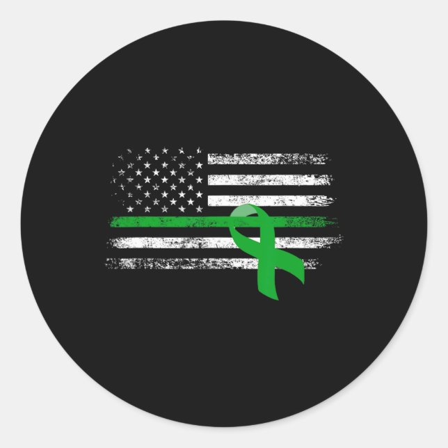 Kidney Disease Awareness Us Flag Support Squad Gre Classic Round Sticker (Front)