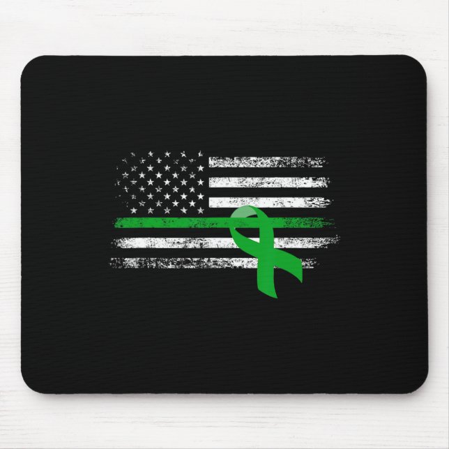 Kidney Disease Awareness Us Flag Support Squad Gre Mouse Pad (Front)