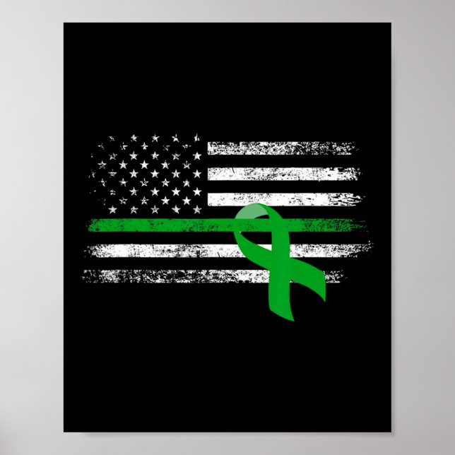 Kidney Disease Awareness Us Flag Support Squad Gre Poster (Front)