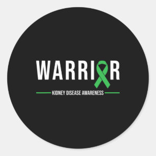 Kidney Disease Awareness Warrior Recovery Green Ri Classic Round Sticker