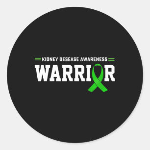 Kidney Disease Awareness Warrior Support Month Gre Classic Round Sticker