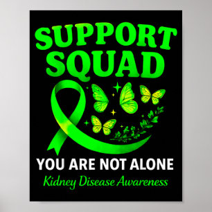 Kidney Disease Awarness Green Ribbon Butterfly Poster