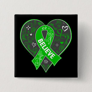 Kidney Disease Believe Ribbon Heart 15 Cm Square Badge