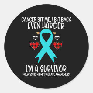 Kidney Disease Bit Me I Bit Harder I'm Survivor Classic Round Sticker