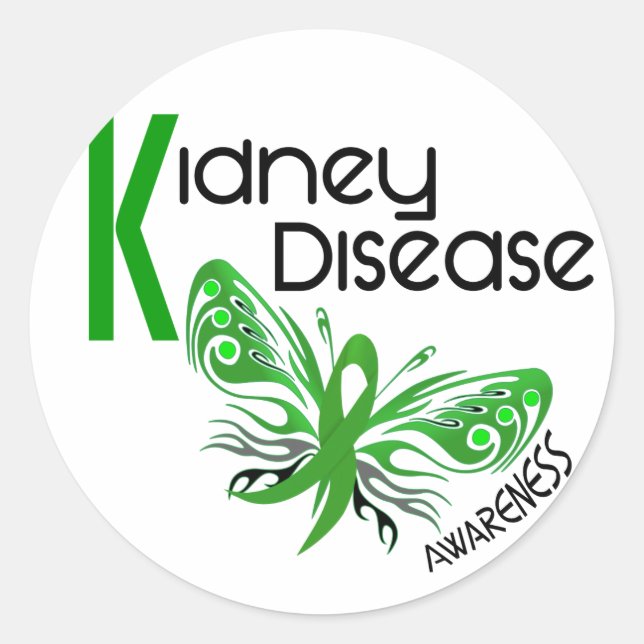 Kidney Disease BUTTERFLY 3.1 Classic Round Sticker (Front)